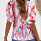 Printed V-Neck Babydoll Blouse