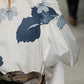 Floral Printed Split-Joint Loose Puff Sleeves Round-Neck Blouses