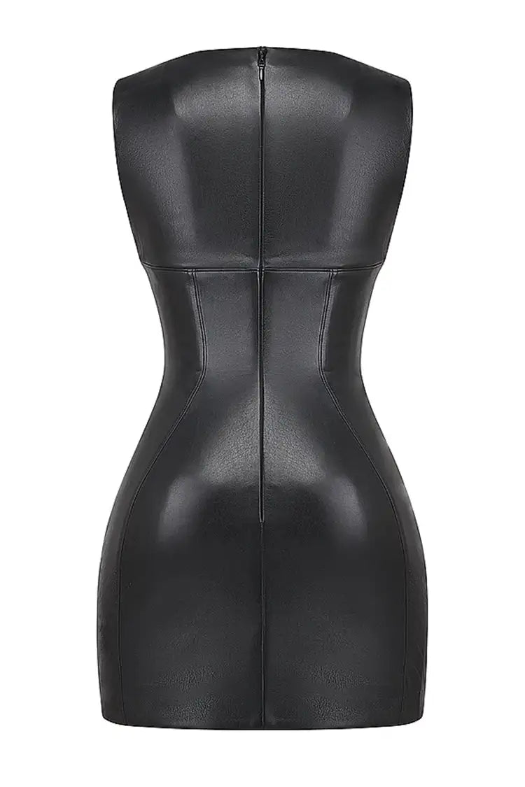 Emerald Black Vegan Leather Dress