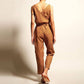 Sleeveless V-Neck Solid Color Waist Tied Jumpsuits