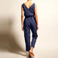 Sleeveless V-Neck Solid Color Waist Tied Jumpsuits