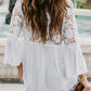 Spliced Lace Bell Sleeve Buttoned Blouse