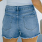 Frayed Hem Distressed Denim Shorts