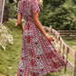 Printed Tie Back Flutter Sleeve Dress