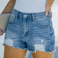 Frayed Hem Distressed Denim Shorts