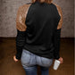 Contrast Sequin Heart Graphic Raglan Sleeve Top